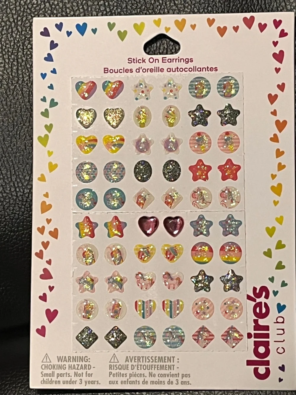Claire’s Stick-On Earrings Bundle | 2 Packs | Hearts, Pearls, Stars & Flowers